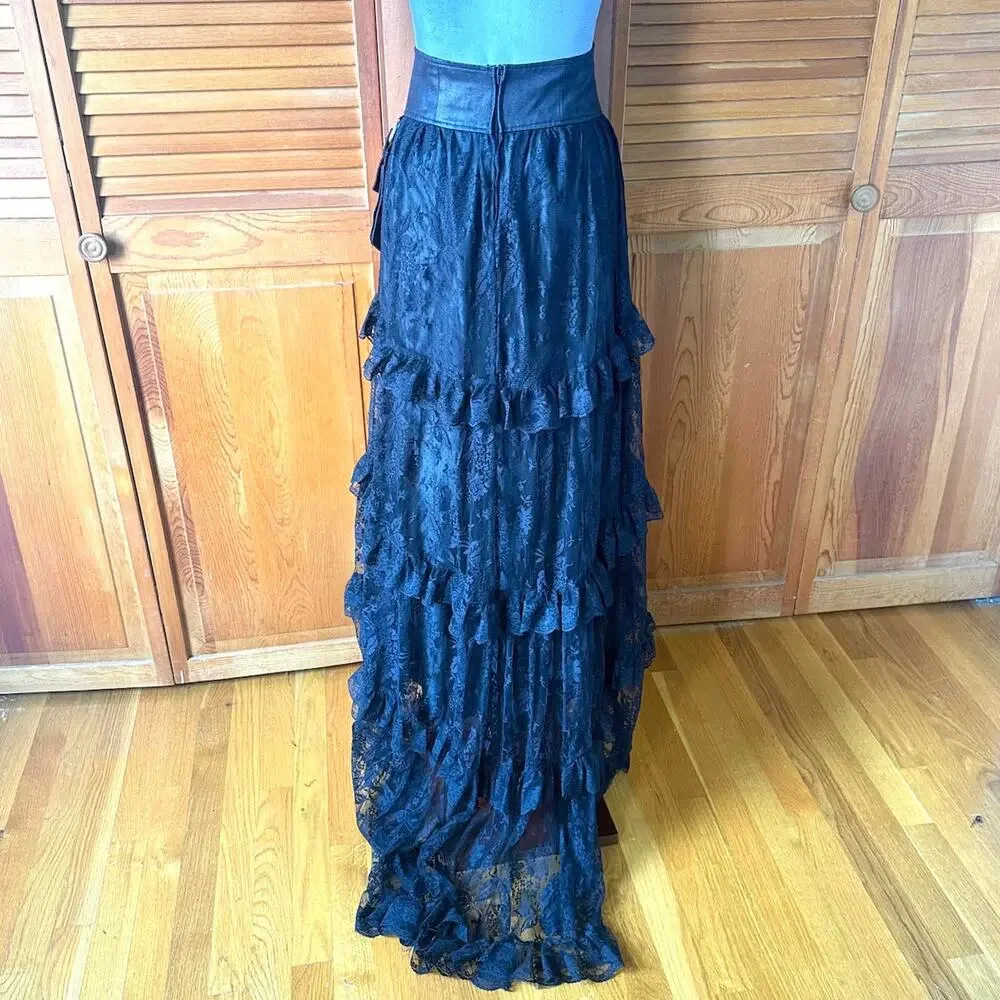 Vintage Lip Service Winchester Emporium Black Lace High Waist Skirt XS - Picture 7 of 12